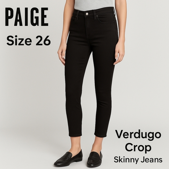 Peige Women's Verdugo Crop Skinny Black Jeans Rayón Cotton Polyester Spandex Siz - Picture 1 of 13
